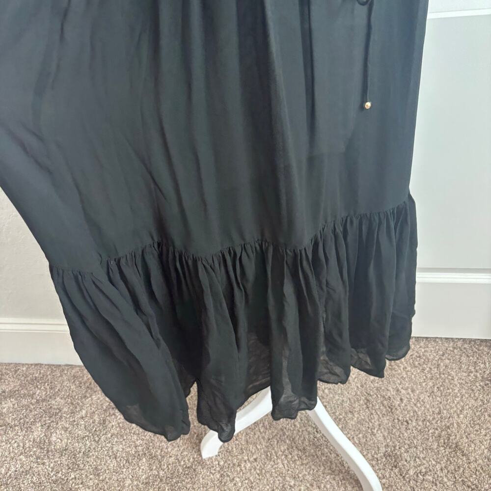 NWT Banana Republic Petite Flounced Hem Midi Dress Sz XS Black Sheer Minimalist - Picture 5 of 16